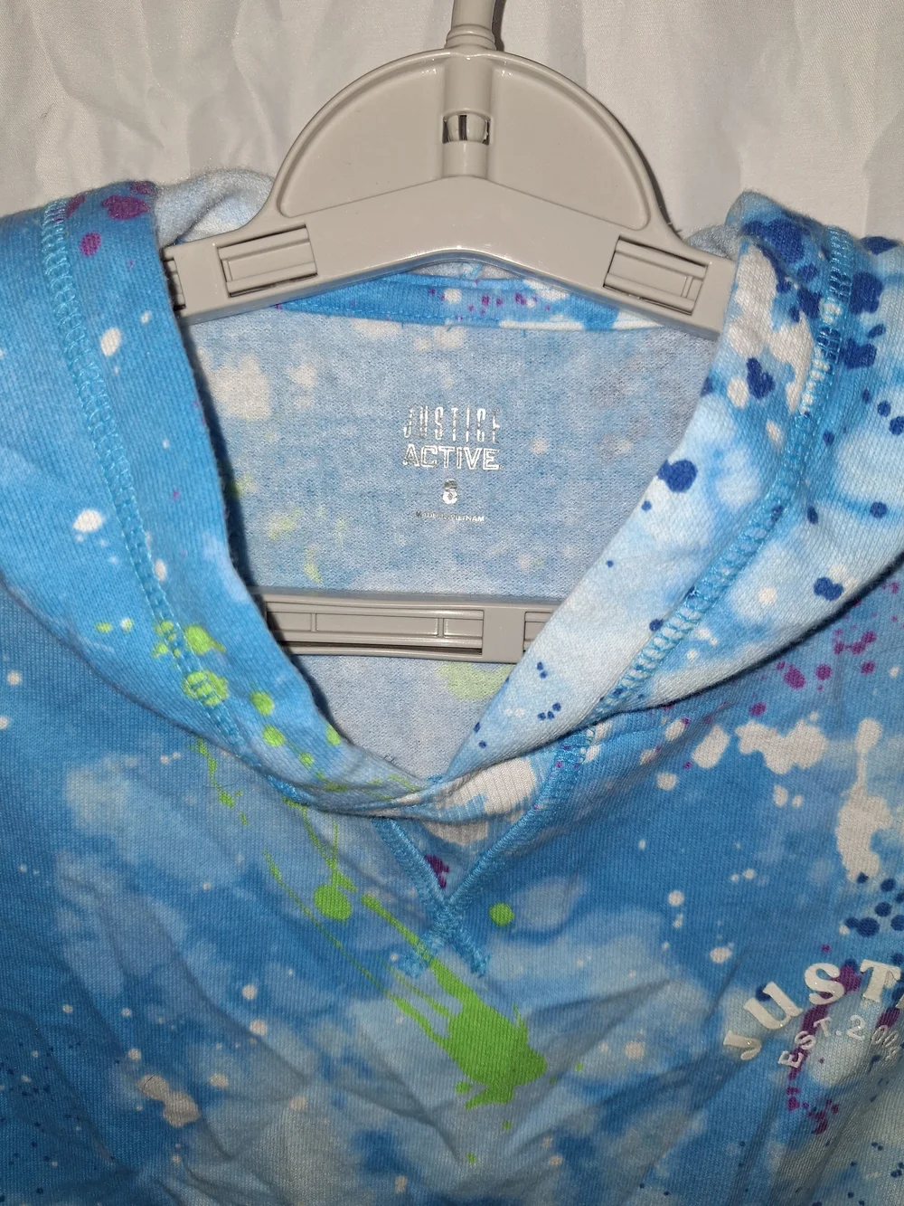 Justice Blue Paint-Splash Pullover Hoodie